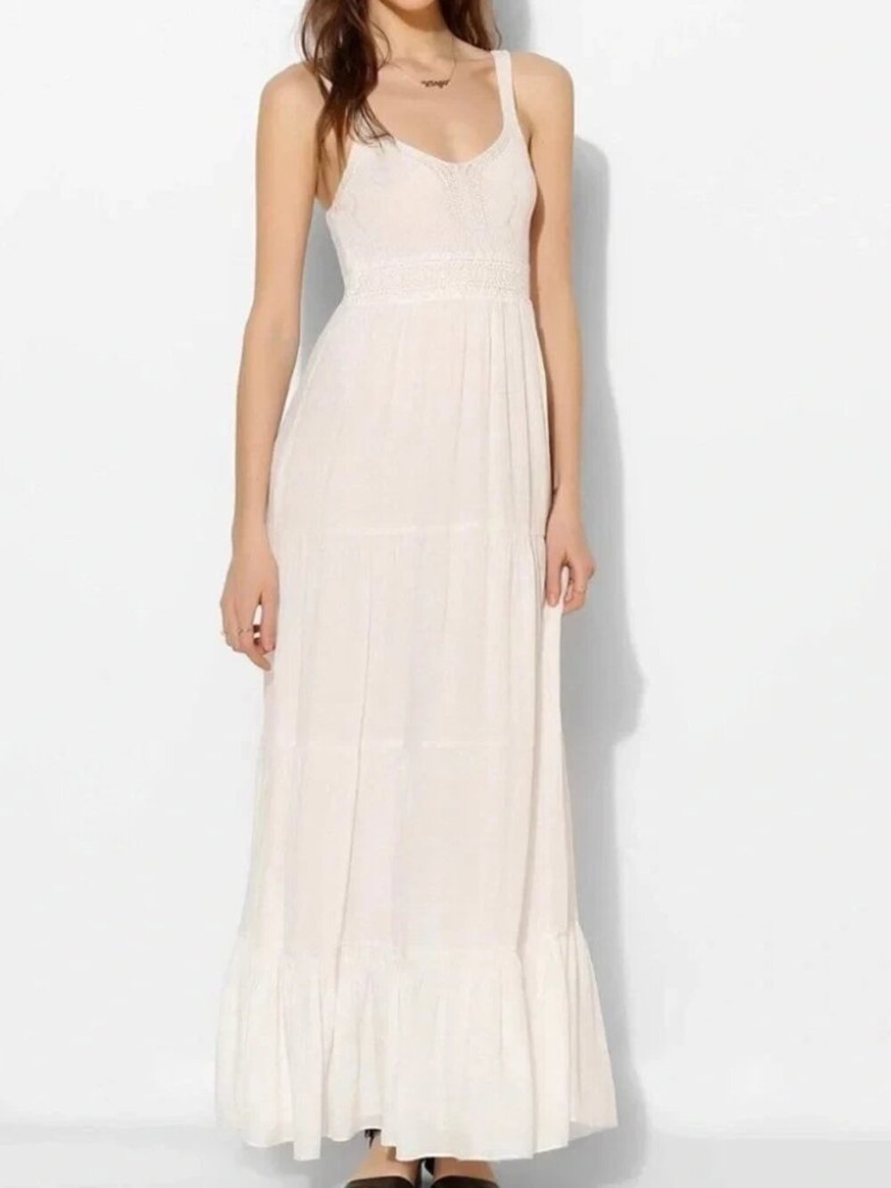 NWT Urban Outfitters Pins & Needles Crochet Top Maxi Dress Sz S Ivory Boho
